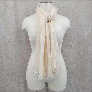Churchill Handwoven Vintage Wool Scarf Elegant Cream Scarf